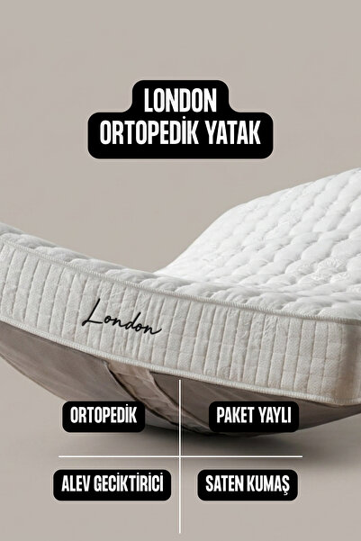 RENAZZO LONDON Ortopedik Pocket Yaylı Yatak - Hyper Soft Süngerli - Saten Kum...
