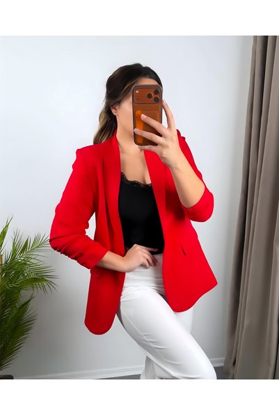 WOMKA Women's Sleeveless Blazer Jacket with Shirred Sleeves