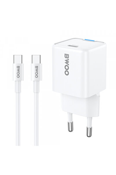 Bwoo Incarcator Retea Cu Cablu USB-C CDA211, 30W, 3A, 1 x USB-C, Alb