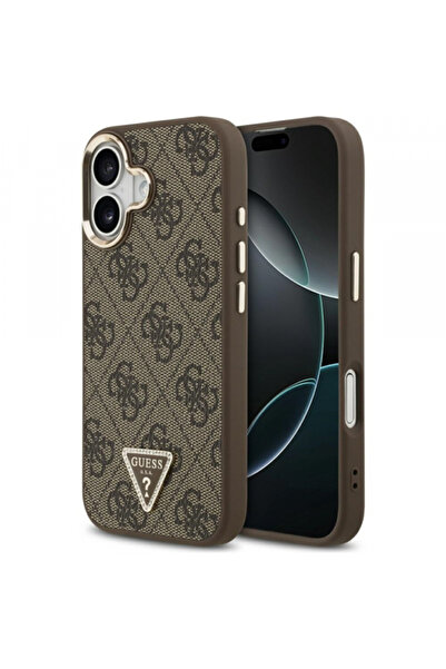 Stef's Cat Θήκη MagSafe για Apple iPhone 17, Guess, 4G Triangle Logo, Χρυσοκαφέ