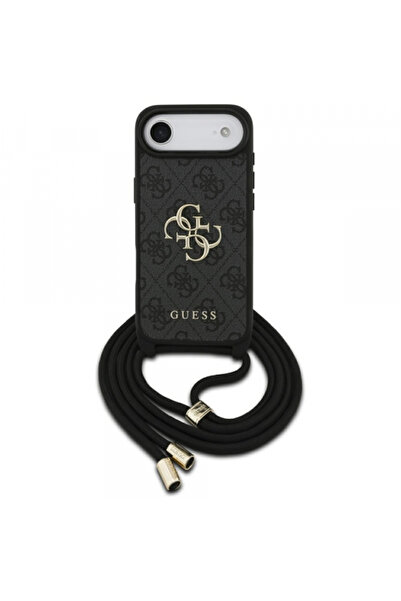 Stef's Cat Θήκη για Apple iPhone 17 Air, Guess, Κορδόνι Χιαστί 4G Big Log, Μαύρο