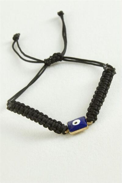 Generic Brand Rectangular Evil Eye Macrame Rope Bracelet - Black