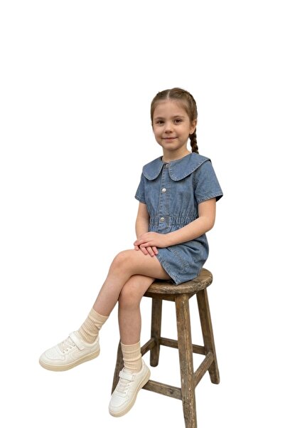 ERDEM KIDS Κοριτσίστικη τζιν φόρμα καλοκαιρινή με κοντό μανίκι και κουμπωτό γ...