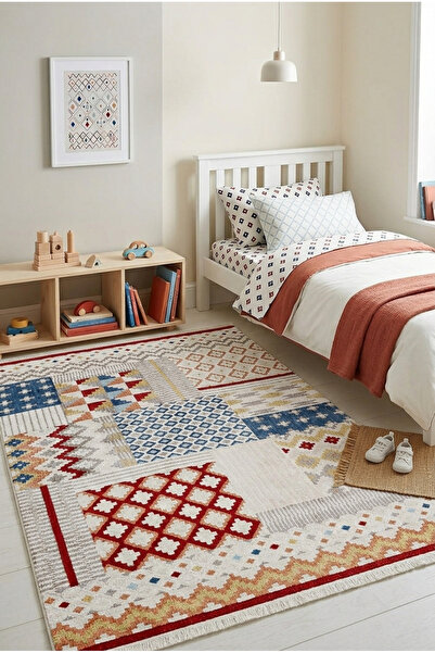 Home Nomadic, Geometrik Modern Desenli Toz Yapmaz Yumuşak Renkli Dokuma Genç ...