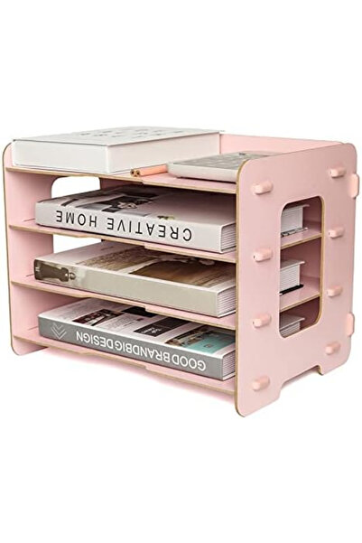 OEM Wooden 4-tier desk organizer in pink