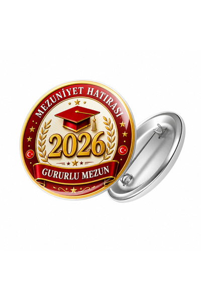 okulyolum Mezuniyet Hatırası İğneli Rozet 30 adet 44 mm