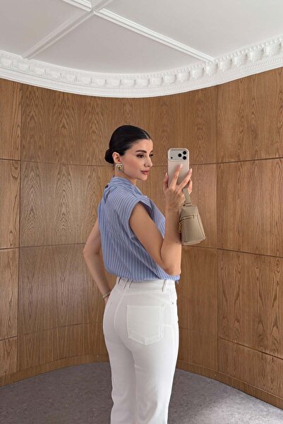 HAZELANNA Λευκό τζιν με κομμένα τελειώματα και εφέ push-up