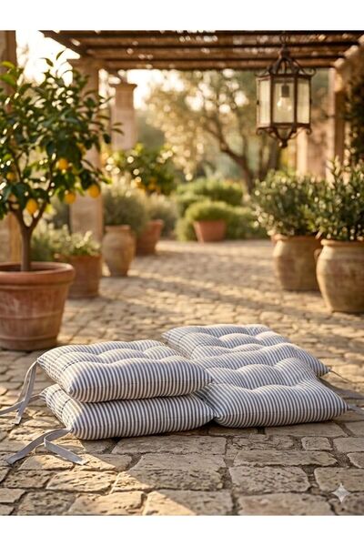 İstanbul kumaş Μαξιλάρι καρέκλας 4 τεμαχίων – Με κορδόνια, μη πτυσσόμενο, γεμ...