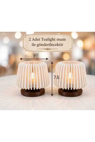 Abundix3Dstudio 2'li Dekoratif Modern Tealight (LED) Mumluk,Kahve Yanı Sunuml...