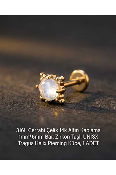 Lunexa 316L Cerrahi Çelik Altın Kaplama Kararmaz Alerji Yapmaz Zirkon Taş Fig...