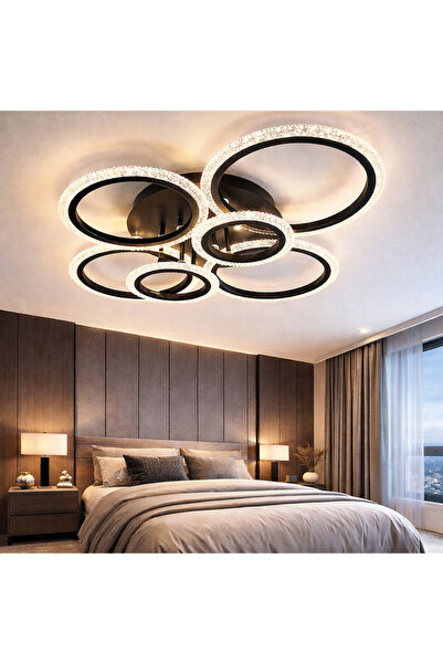 LightPlanet Lustra LED 4+2 CIRCLE NEAGRA Echivalent 800W Telecomanda