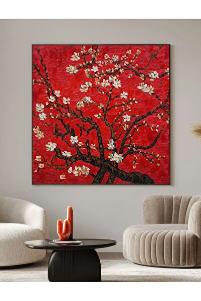 Berta home Van Gogh Badem Çiçekleri Yağlı Boya Dokulu Tablo Çerçeveli
