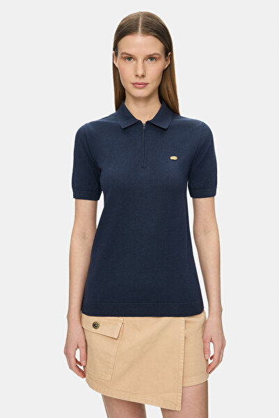 UCLA Γυναικείο μπλουζάκι ASHERA Navy Blue με λαιμόκοψη πόλο και μισό φερμουάρ...