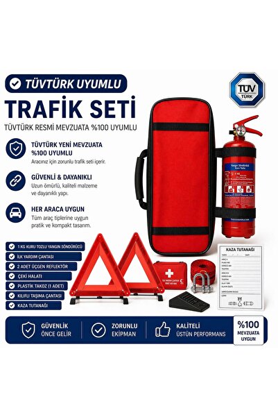 BCT STORE Muayene ve yönetmeliğe uygun araç trafik seti - 1 kg yangın tüpü+2 ...