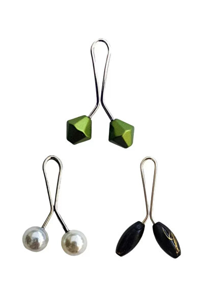 Mestore 3 Pieces Hijab Scarf and Shawl Clip Pearl White Black Green