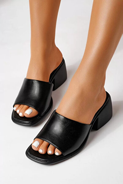 Zaira Papuci cu toc dama negre din piele ecologica Indira #25170 - 40