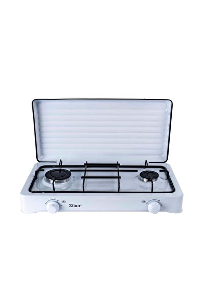 Zilan 2-burner gas stove with butane supply, white, 58x32x11 cm