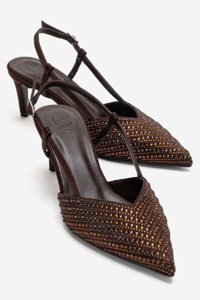 LuviShoes Elodie Brown Stone Women's Thin Heeled Evening Dress Shoes