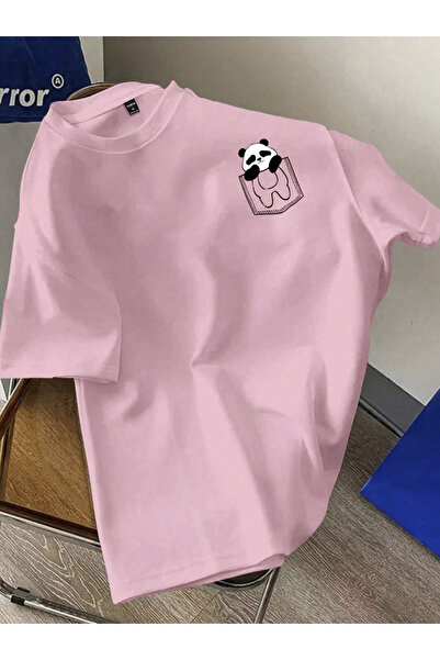 COHERENT Tricou unisex pentru bărbați/femei PANDA POCKET, din bumbac supradim...