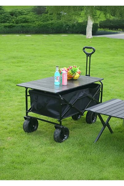 CEZVE HOME Katlanabilir Taşınabilir Vagon Metal Masalı Kamp Ve Piknik Taşıma ...