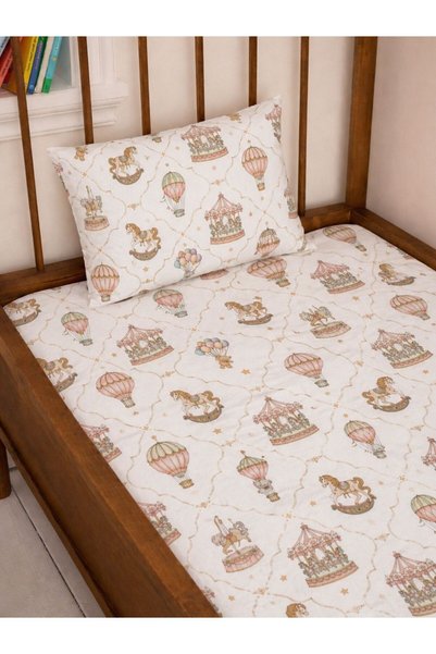 OMIYA BABY Sheet Set 100X200 Elastic 100% Cotton |   Dream Collection Carousel