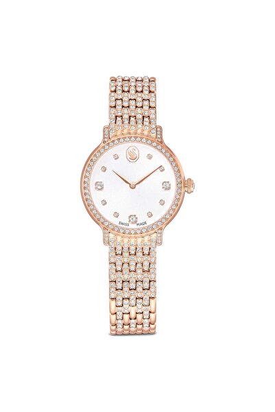 Swarovski Imber Saat İsviçre Üretimi Metal Bileklik Rose Altin Tonu Pembe Alt...