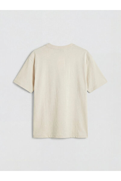 LC Waikiki Μπεζ γυναικείο μπλουζάκι με λαιμόκοψη oversized