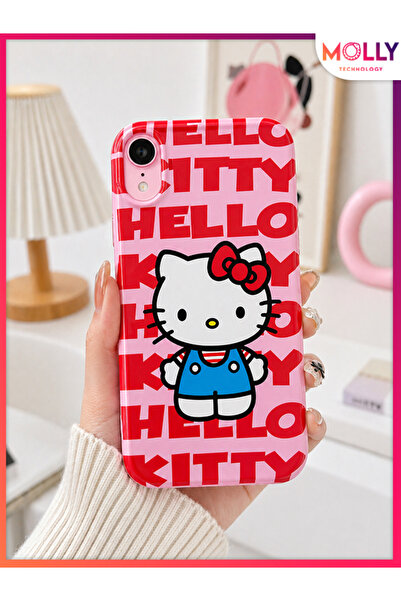 Molly iPhone XR İçin Pembe Hello Kitty Desenli Silikon Kılıf
