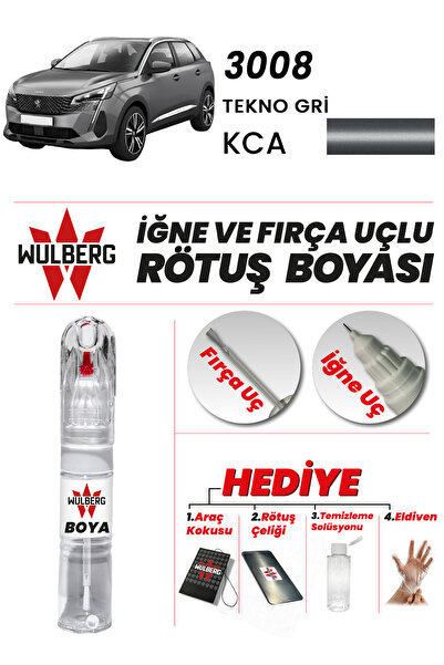 Wulberg Peugeot 3008 Tekno Gri KCA Rötuş Boya 25 ml İğne & Fırça Uçlu Kalıcı ...
