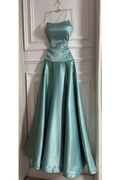 Areejstyle Royal Design Mint Satin Dress ✨