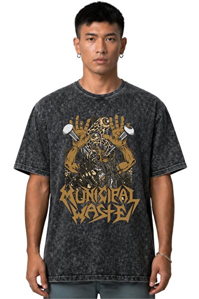 SEVBANO Tricou Municipal Waste Rock Metal Music Band, imprimat pe față, unise...