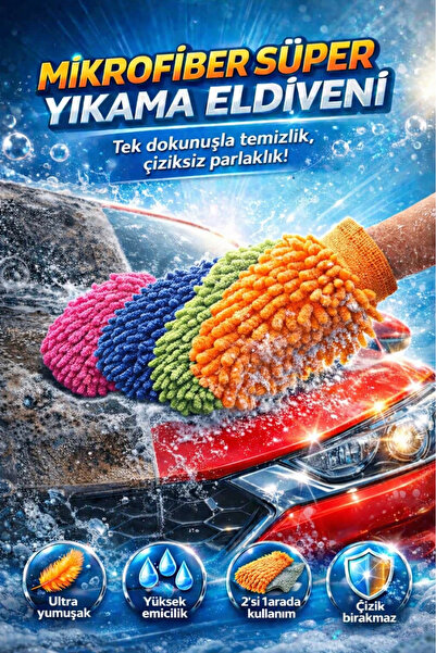 MTİ Creatiwe Mikrofiber Araba Motor Yıkama ve Temizlik Eldiveni Çift Taraflı ...