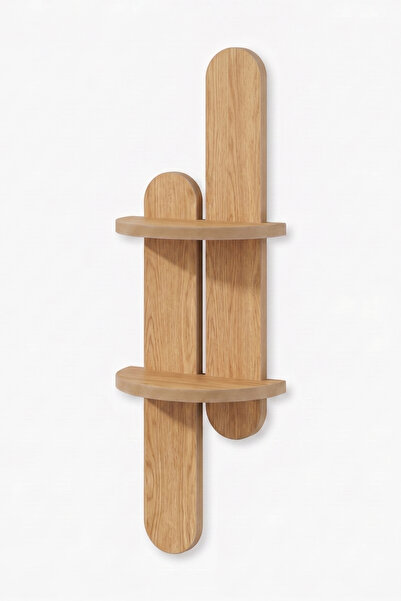 Artavessa Bohem Tarzı Masif Desenli İkili MDF Duvar Rafı - 80x26 cm Dekoratif İskandinav Tarzı Raf Ünitesi - Çam Rengi