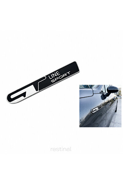 restinal Line Sport Metal Çamurluk Arması Krom Yapışkanlı Oto Yan Gövde Kapı ...