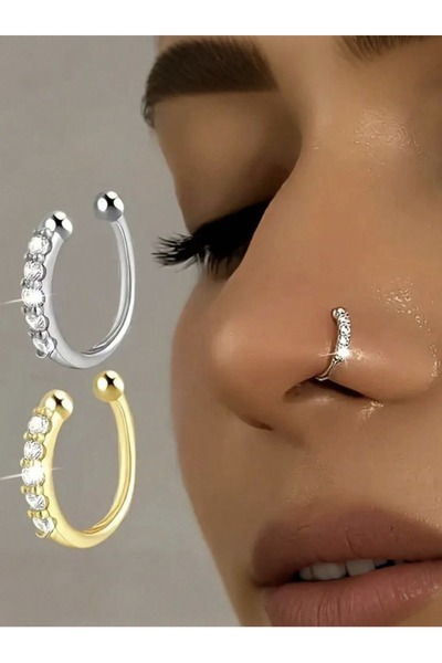 VEYA ✨   Luxury Gold Nose Cuff with Stones - No Piercing