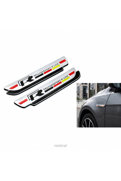restinal R Sport Line Metal Çamurluk Arması 2li Krom Yapışkanlı Oto Yan Dodik...