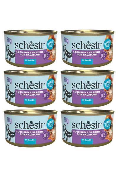 Schesir Sardalya ve Uskumrulu Sos İçinde Kedi Konserve Maması 70 Gr 6 Adet