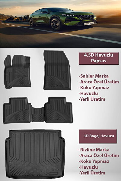 Sahler Peugeot 408 MHEV 2025 ve Sonrası 4.5D Paspas Rzline 3D Bagaj Havuzu