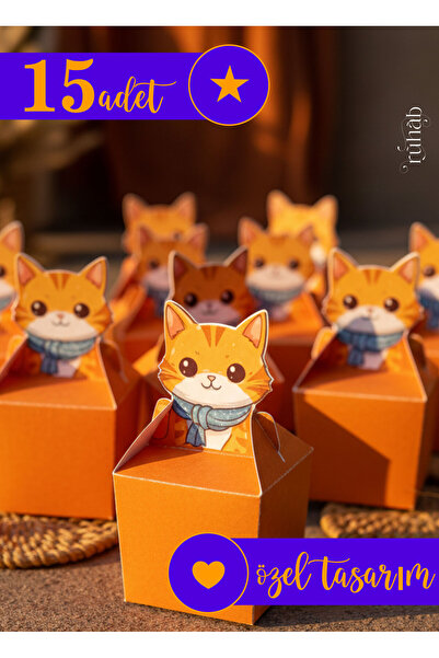 Ruhab Kawaii Kedi Figürü Hediyelik Lokum Şeker Çikolata Kutusu / Doğumgünü / ...