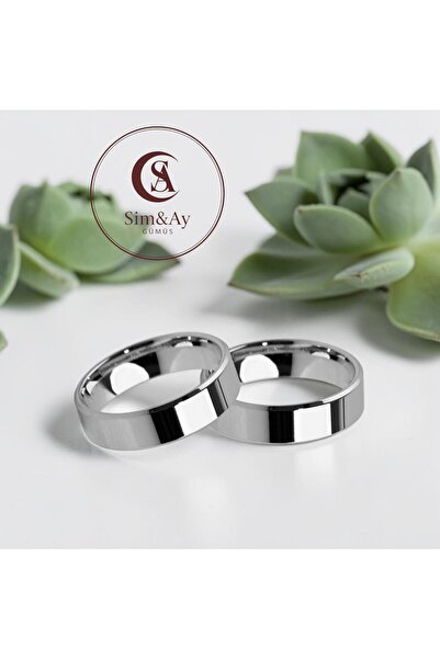 Alyans 6MM 925 AYAR DÜZ KESME GÜMÜŞ ÜZERİNE BEYAZ RODYUM KAPLAMALI