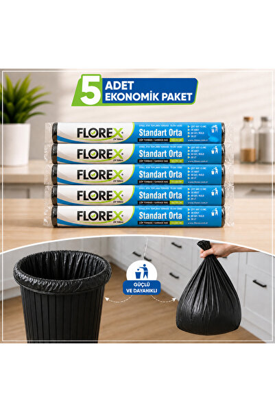 Standart Orta 55 x 60 cm 30 Lt. 5 Paket (100 adet) Çöp Torbası