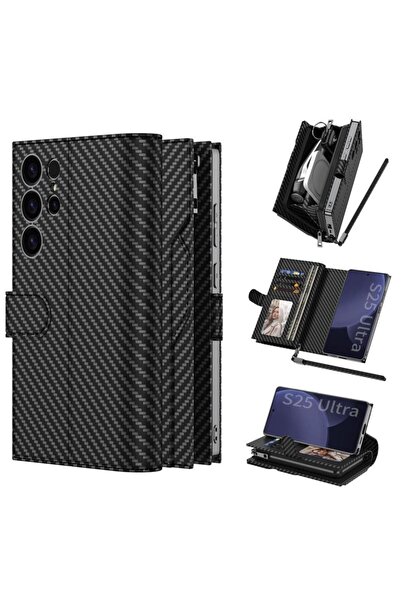 GKK Back Flip Θήκη Πορτοφόλι Carbon Fiber (Samsung Galaxy S25 Ultra 5G)