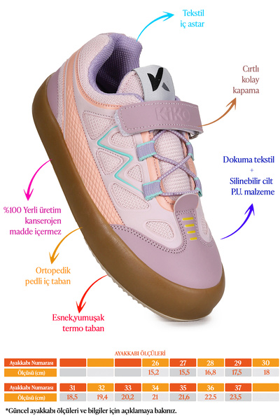 Kiko Kids Plan Günlük Cırtlı Bağcıklı Kız Çocuk Spor Ayakkabı