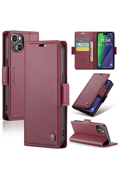 Caseme 023 Luminus Θήκη Πορτοφόλι Wine Red (Apple iPhone 15 Plus)