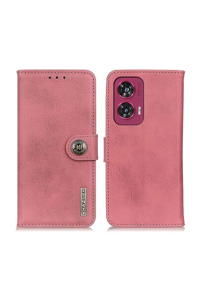 KHAZNEH Leather Wallet Θήκη Πορτοφόλι Pink (Motorola Edge 50 Fusion 5G)