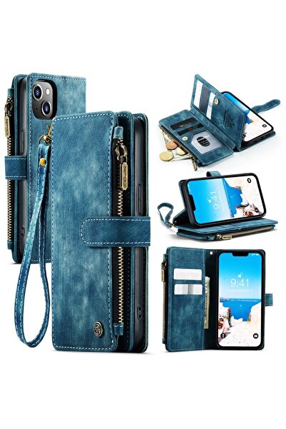 Caseme C30 Multifunctional θήκη Πορτοφόλι Green Blue (Apple iPhone 15)