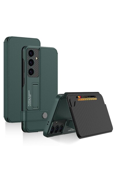 GKK Full Coverage Θήκη Πορτοφόλι με Στήριγμα Green (Samsung Galaxy S24 Plus 5G)
