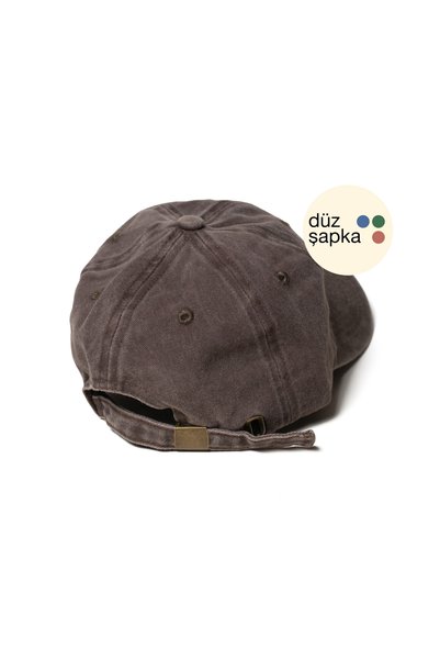 düz şapka studio Düz Şapka | Kahverengi Yıkamalı Kep Şapka - Minimalist, Logosuz ve Yazısız