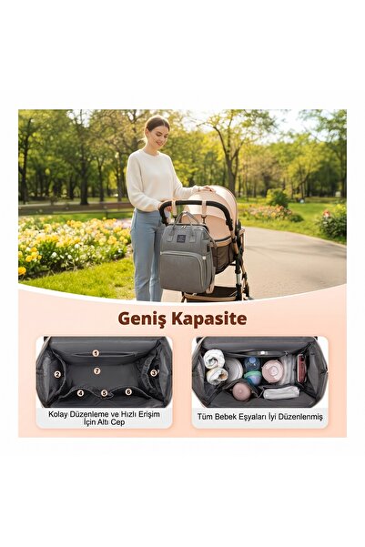 Land Multi-Compartment Mother-Baby Care Bag with Mosquito Net, Canopy, and Bottom Opening Bed