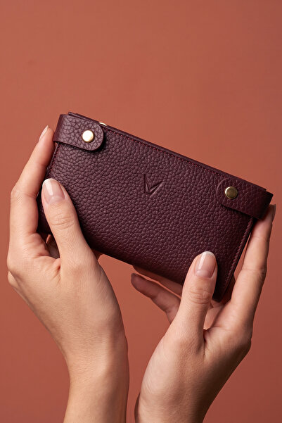 Valmont Stylish Burgundy Leather Women's Wallet with Special Box, Zipper, Car...